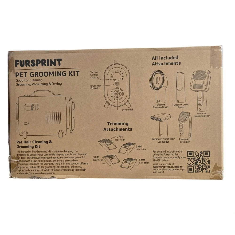 Pet Grooming Vacuum Kit 6-IN1 Quiet Dog Hair Groomer with Attachments - New